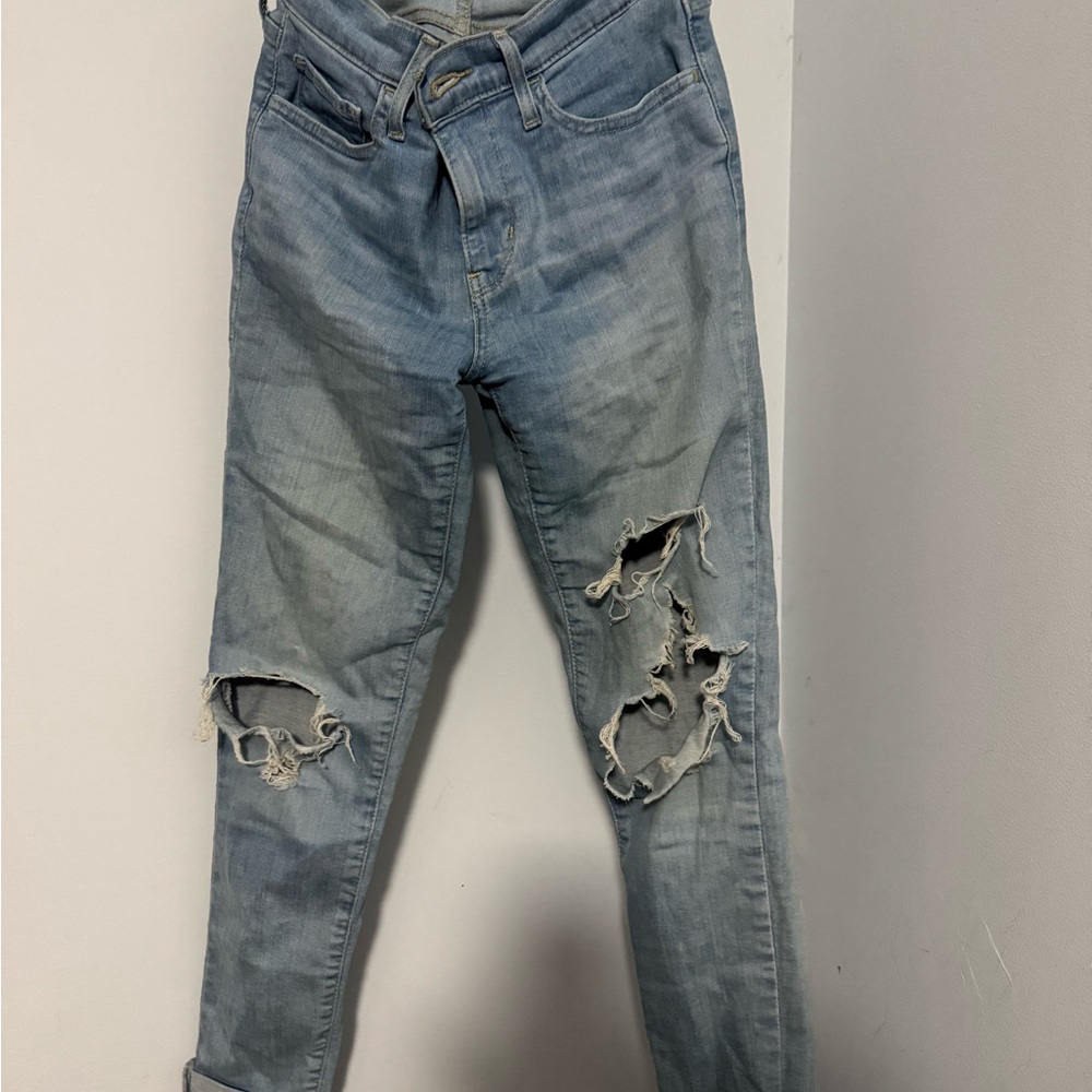 Levi's 710 Super Skinny Blue Skinny Jeans with Distressed Details